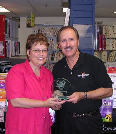 With Janet Steen receiving "20 years" award plaque